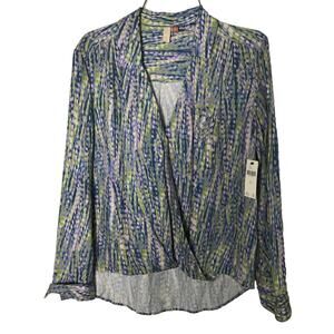 Anthropologie Pilcro women's Blouse Low High XS Long Sleeve Crisscross New $98.